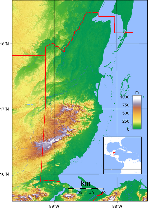 Topografie Belize