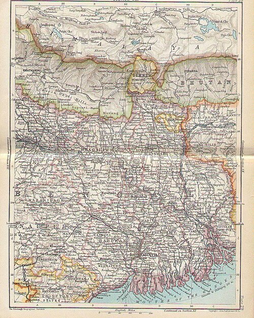 Mapa Bengálu 1893