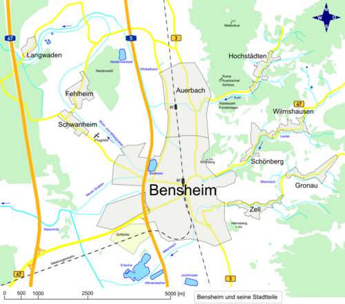 Bensheim: Městská mapa