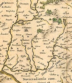 Blaeu Maďarsko 1645 - region Hont