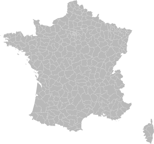 Mapa Francie s arrondissementy