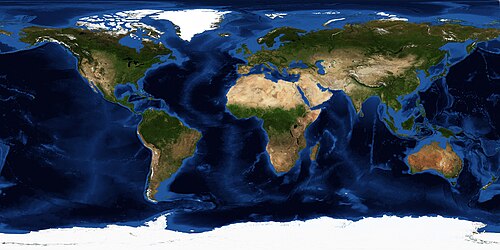 Blue Marble Next Generation + topografie + batymetrie