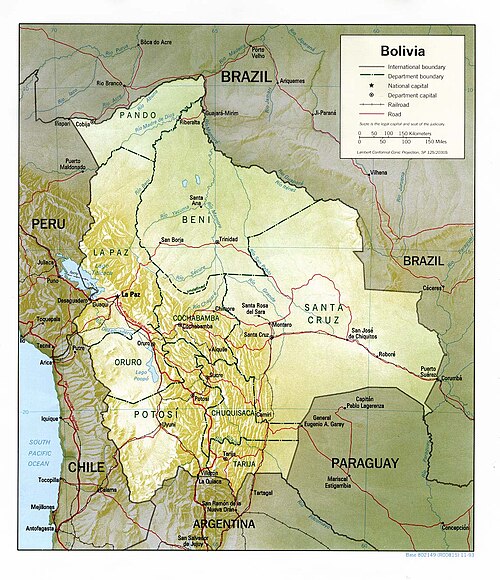 Bolívie - reliéf mapa 93