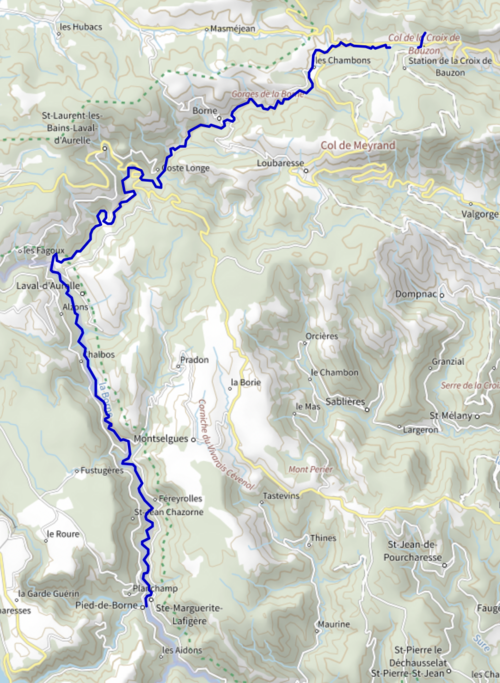 Řeka Borne v Ardèche - OSM