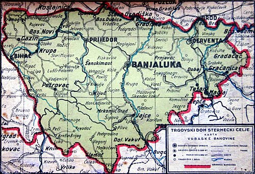 Mapa Bosny a Hercegoviny - Vrbas-Banovina