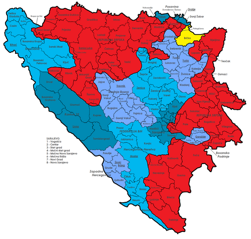 Politická mapa Bosny a Hercegoviny