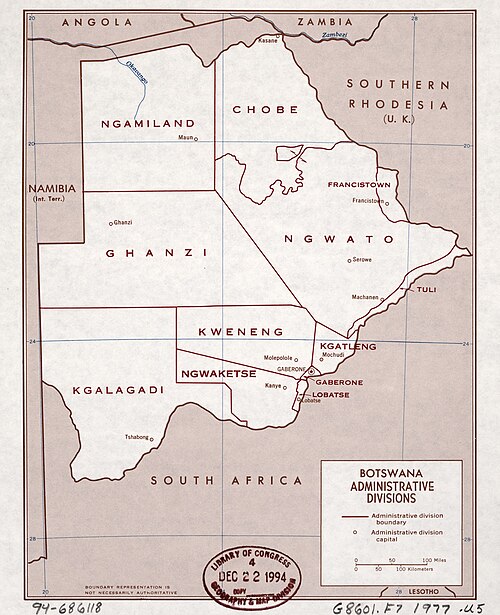 Botswana, административní dělení
