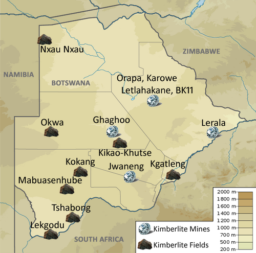 Botswana - Diamantové doly a pole