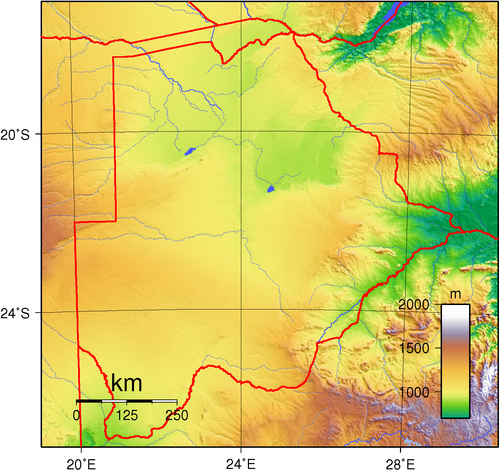 Topografie Botswany