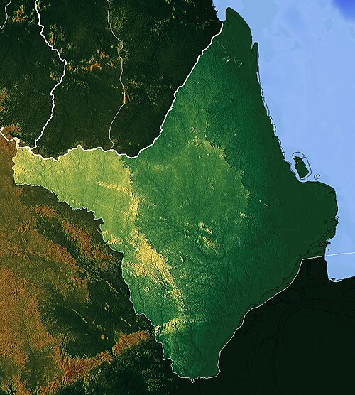 Brazílie Amapá: mapa reliéfu
