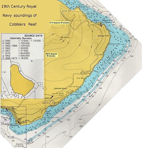 Britská admiralitní mapa Cobblers Reef
