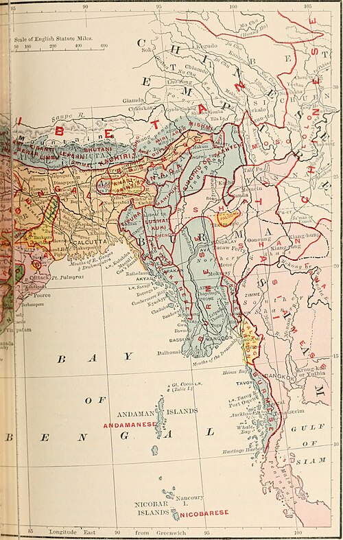 Britská Indie: NE Indie a Myanmar, 1891