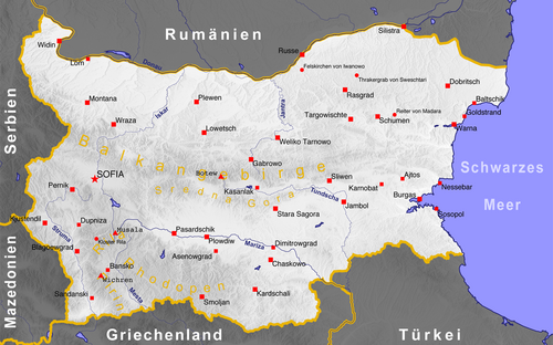 Mapa měst Bulharska