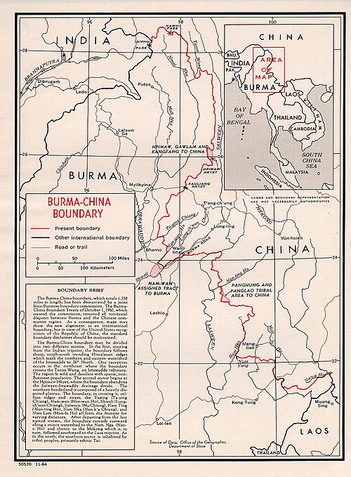 Mapa hranice Barma-Čína