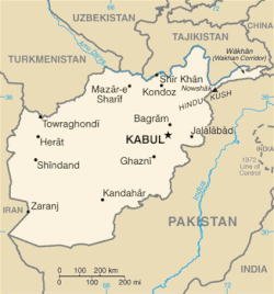 Mapa CIA Afghánistánu z roku 2007