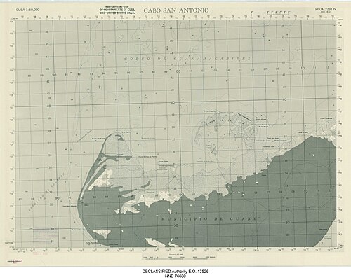 Cabo San Antonio (Kuba) - historická mapa