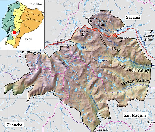 Mapa národního parku Cajas