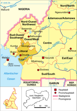 Kamerun - politická mapa (Littoral)