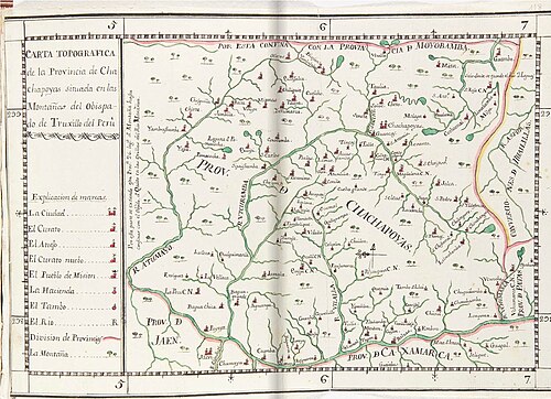 Topografická mapa provincie Chachapoyas