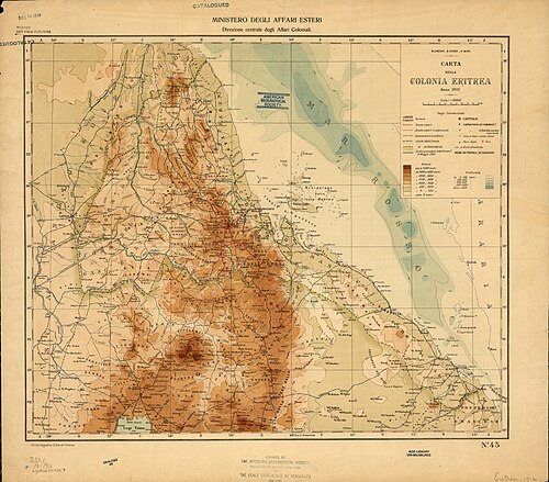 Mapa eritrejské kolonie 1912