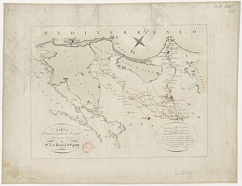 Mapa navigační kanálu v Alexandrii z roku 1819
