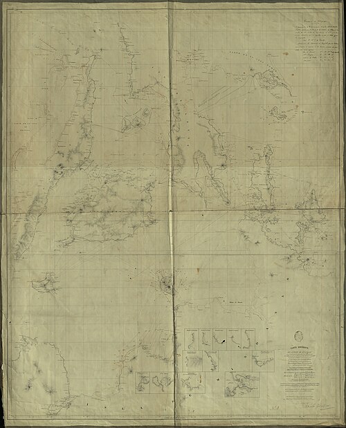 Sférická mapa průlivu Surigao, Mindanao