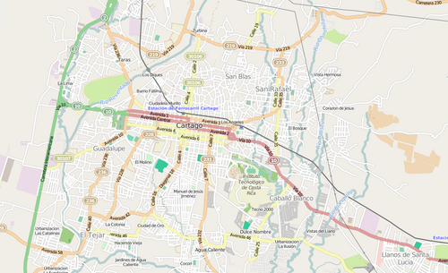 Cartago, Kostarika - mapa města