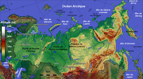Fyzická mapa Ruska
