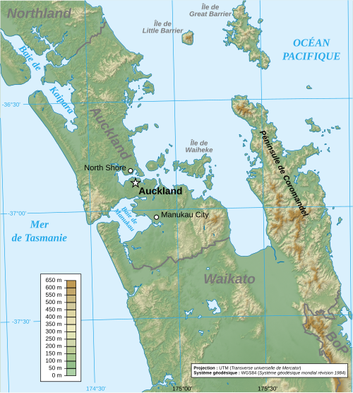 Mapa oblasti Auckland