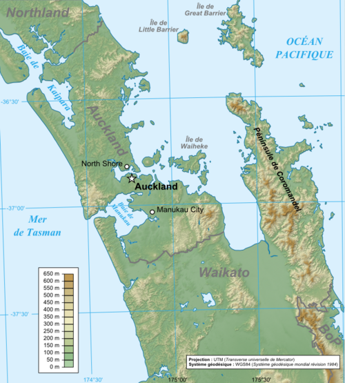 Mapa regionu Auckland