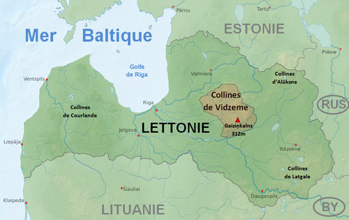 Mapa pahorků Vidzeme