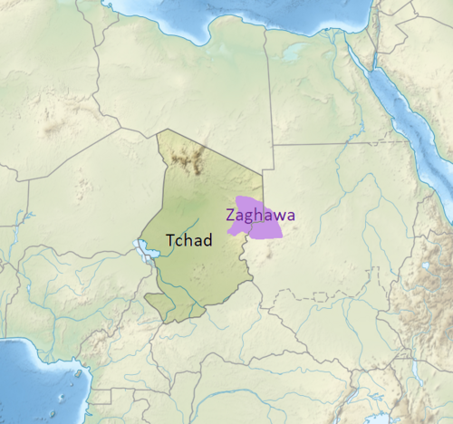Mapa Zaghawa v Čadu