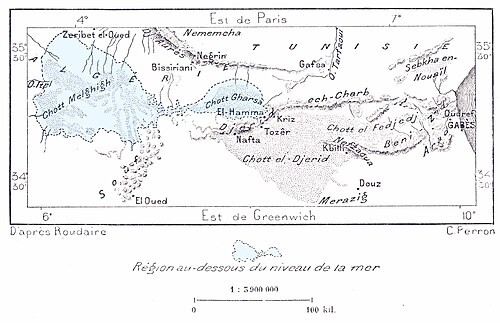 Mapa Chotts Roudaire