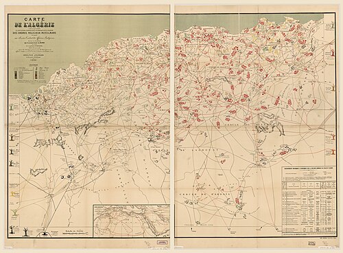 Mapa Alžíru - islámské náboženské řády