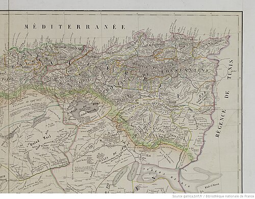 Mapa Alžíru rozdělená - Carette