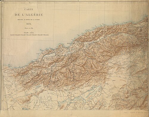 Mapa Alžíru - Válečné ministerium 1876