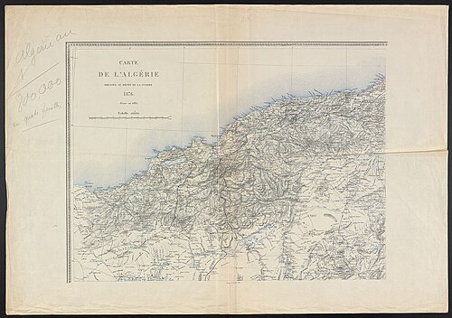 Mapa Alžíru - Válečné ministerium 1876