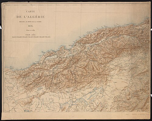 Mapa Alžíru - Válečné ministerium 1876