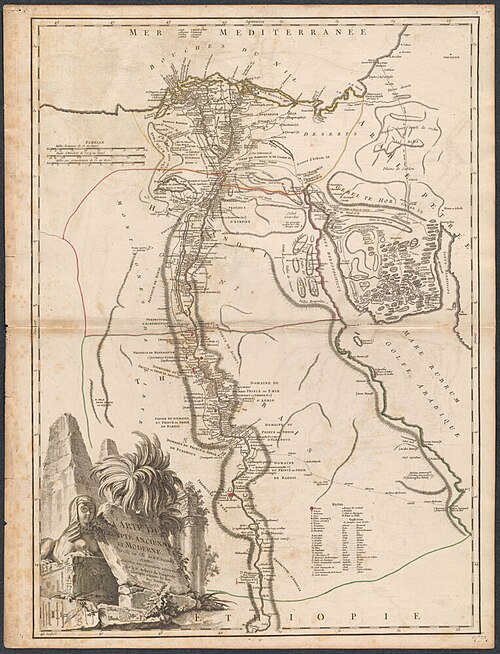 Mapa starého a moderního Egypta dle Sicarda