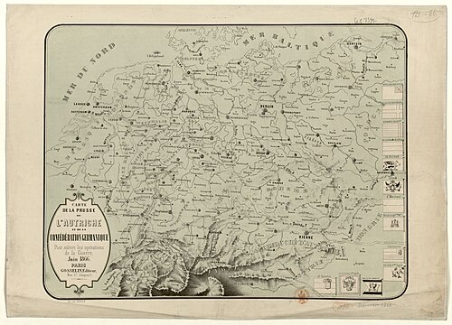 Mapa pruské války 1866: Prusko, Rakousko a Německá konfederace