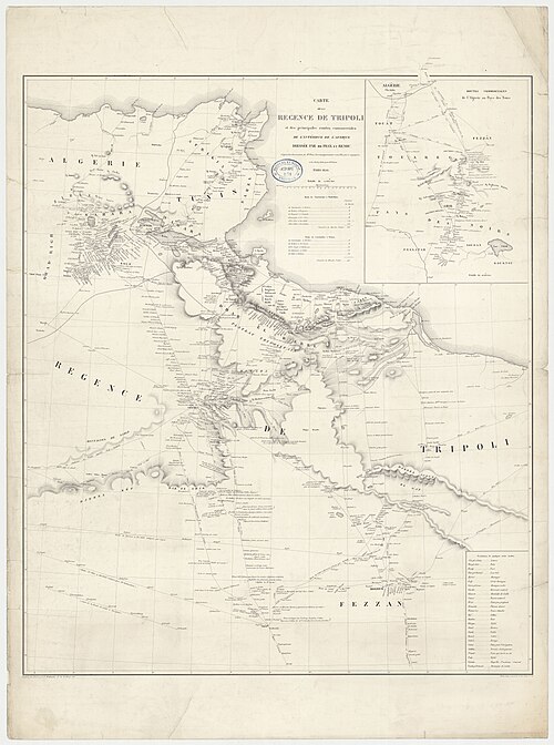 Mapa Tripolitánie s obchodními cestami