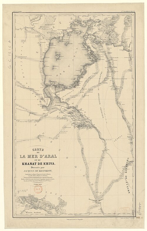 Mapa Aralského moře a chanátu Chíva