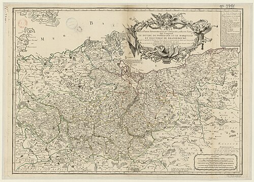 Mapa severní části Horní Saska: Pomořansko a Braniborsko