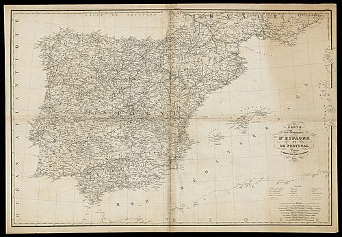 Mapa království Španělska a Portugalska (1836)