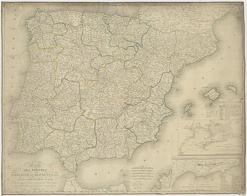 Mapa království se zn. poštovních cest (1823)