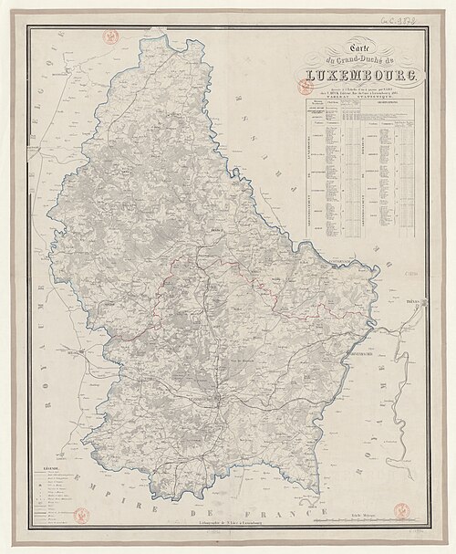 Mapa Velkého knížectví Lucemburska