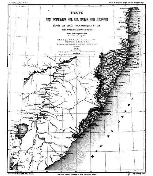Mapa břehu Japonského moře