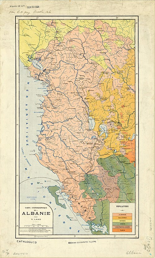 Etnografická mapa Albánie - 1913