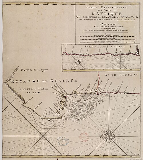 Podrobná mapa břehů Afriky zahrnující království Gualata (2/2)