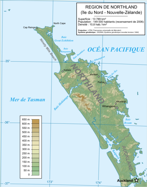 Fyzická mapa Northlandu